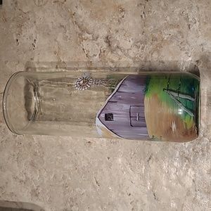 Glass with hand-painted artwork and signed